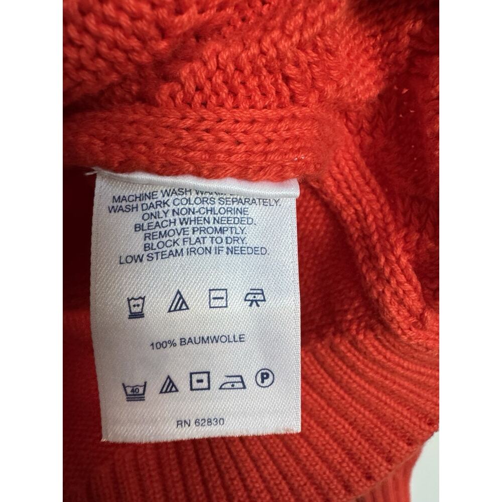 Lands' End Boys Drifter Orange Cable-Knit Crewneck Cotton Sweater Size L Fall - Picture 7 of 10